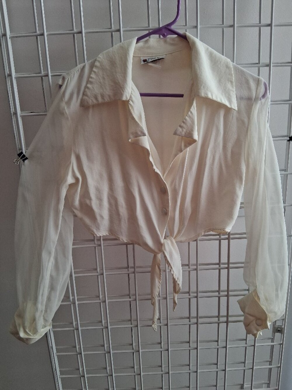 Cream cropped with shear sleeves
